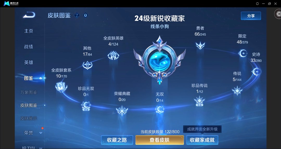 精品王者号 +1星传说+8个性按键+ 积分夺宝132抽+低价出 安卓QQ 122皮 贵族6级 1珍品传说 5传说 32史诗【珍品传说】东海龙王·敖光【传说皮肤】神树通天,神骥·鸣幻洲,神骥·赴朔漠,黄金射手座,地狱之眼【史诗皮肤】涂山容容,傩神司,超级夜猫侠,天穹